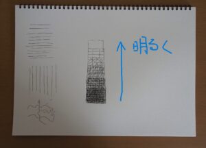 ハッチング技法で明暗